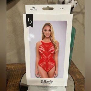 Baci’s Jacquard Hourglass Bodysuit lingerie in red, new!